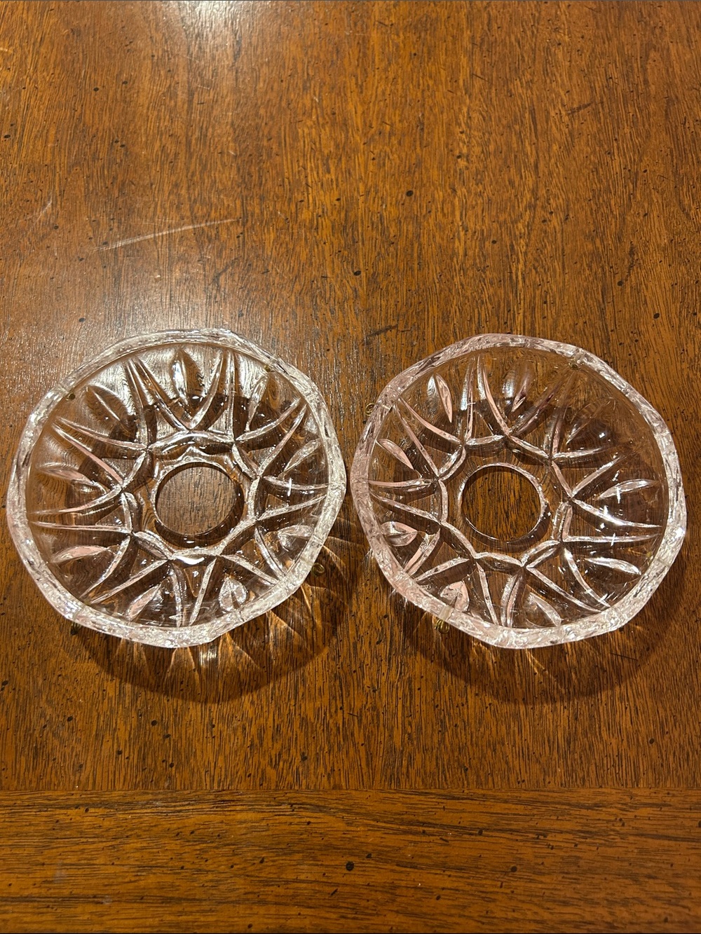 Vintage Cut Glass Salt Cellars - Clear Crystal Look (Pair)